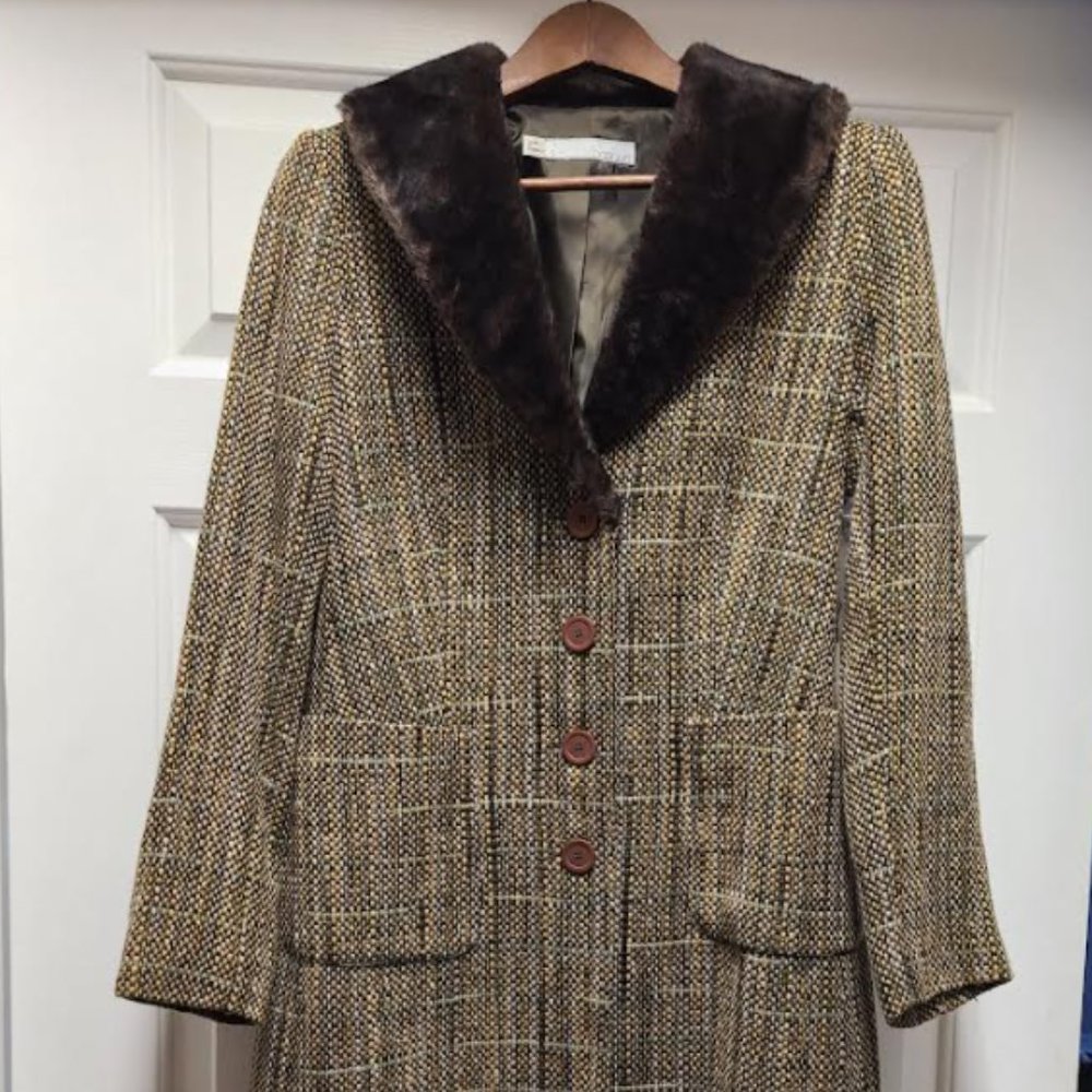 Vintage tweed brown coat, small